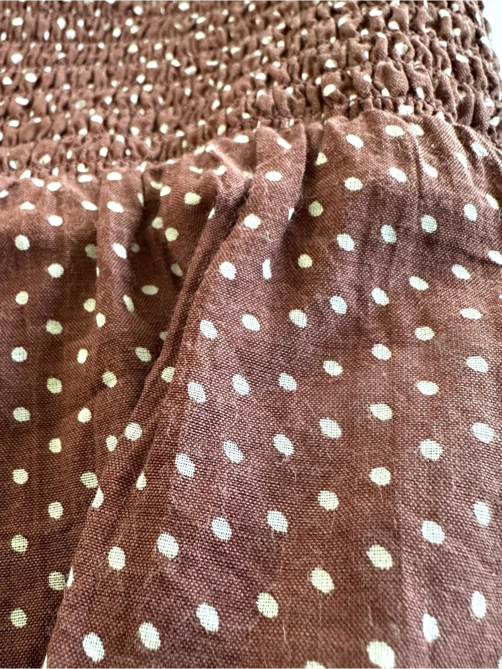 ✨Matching Set✨ J.Crew Smocked Top & Wrap Slip Skirt in Sable Polka Dot | XL - Picture 6 of 14